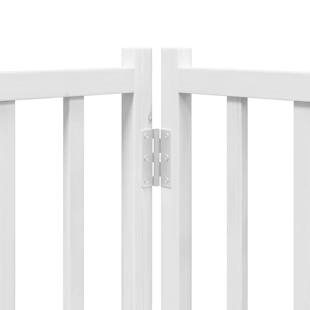 vidaXL Puerta de perros plegable 4 paneles madera abeto blanco 320 cm