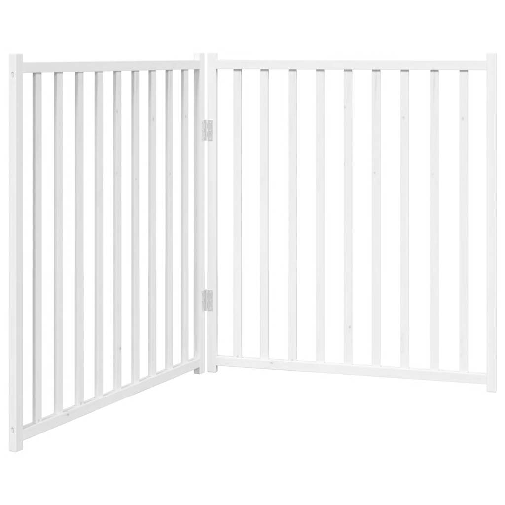 vidaXL Puerta de perros plegable 2 paneles madera abeto blanco 160 cm