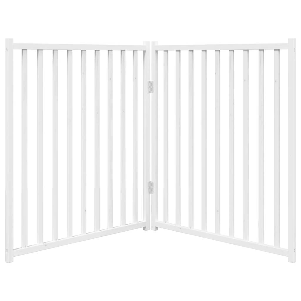 vidaXL Puerta de perros plegable 2 paneles madera abeto blanco 160 cm