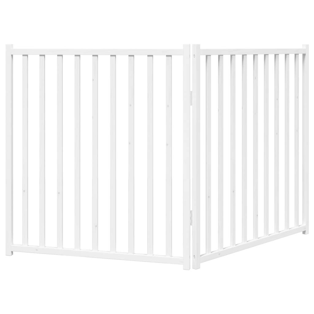 vidaXL Puerta de perros plegable 2 paneles madera abeto blanco 160 cm