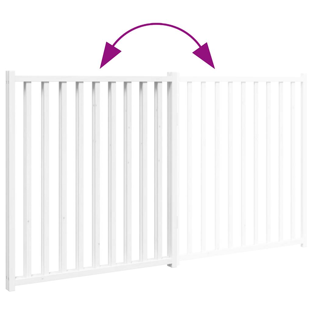 vidaXL Puerta de perros plegable 2 paneles madera abeto blanco 160 cm