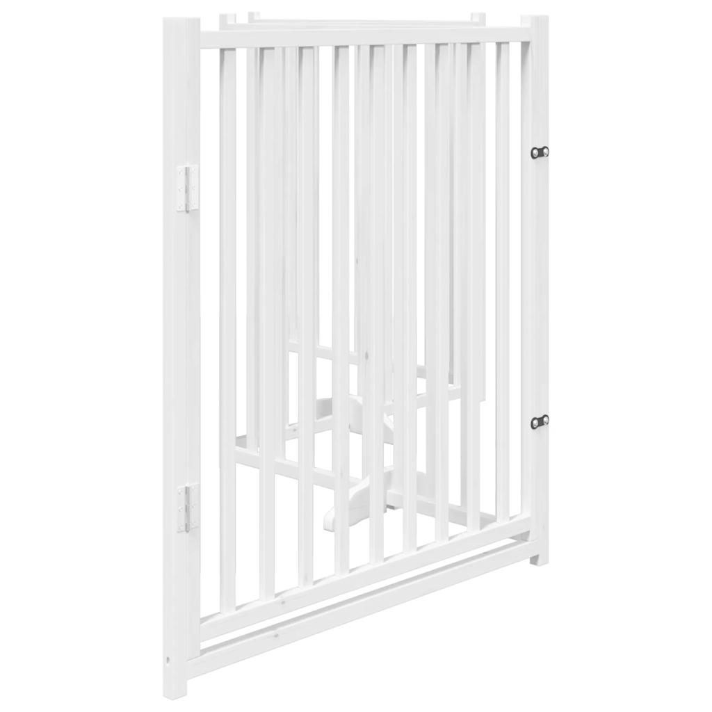 vidaXL Puerta de perros plegable 4 paneles madera abeto blanco 320 cm