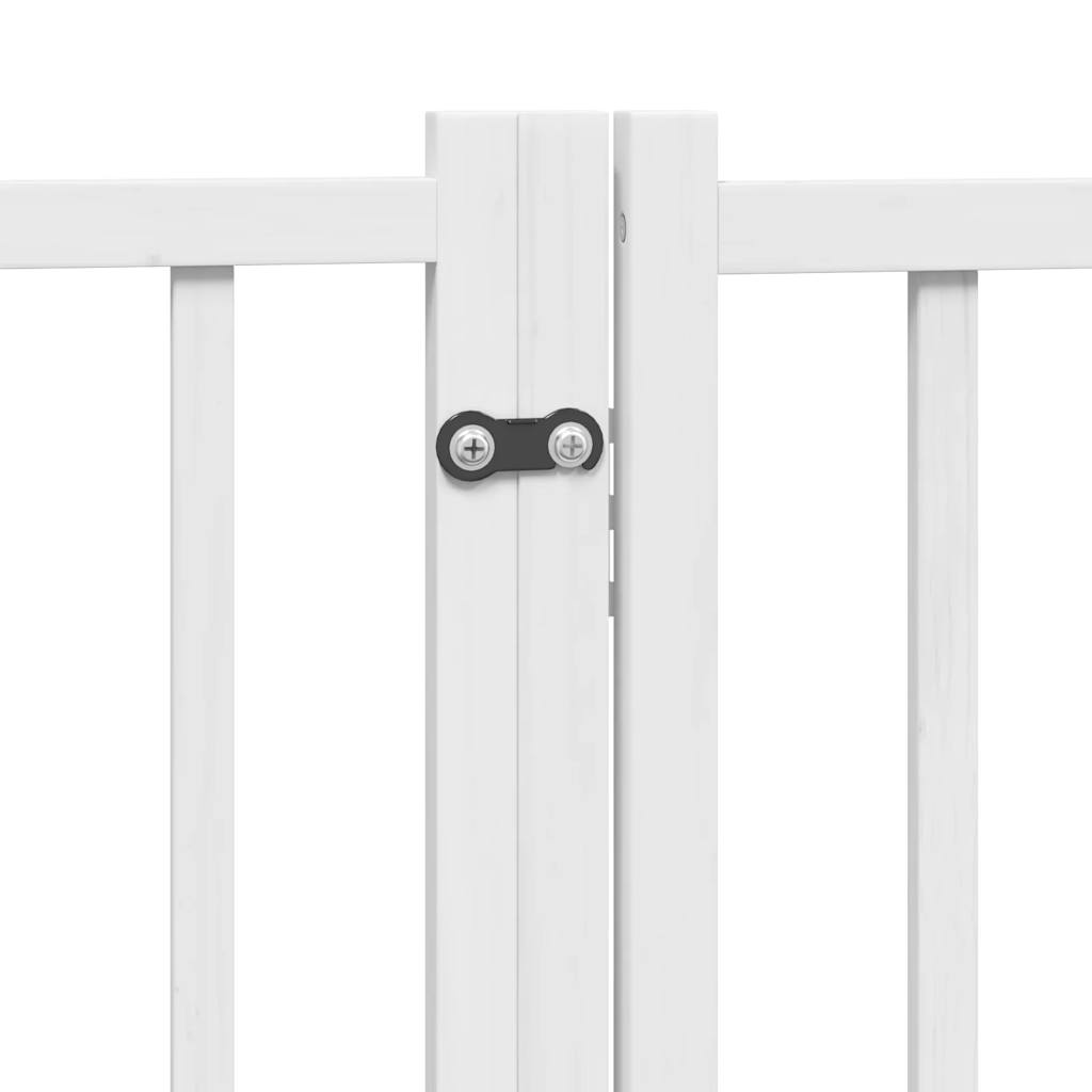 vidaXL Puerta de perros plegable 4 paneles madera abeto blanco 320 cm