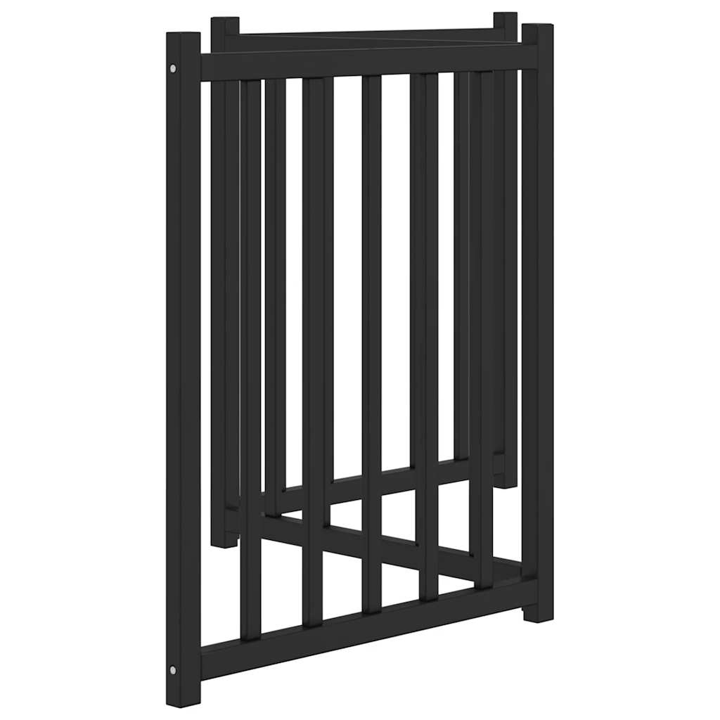 vidaXL Puerta de perros plegable 3 paneles madera abeto negro 150 cm