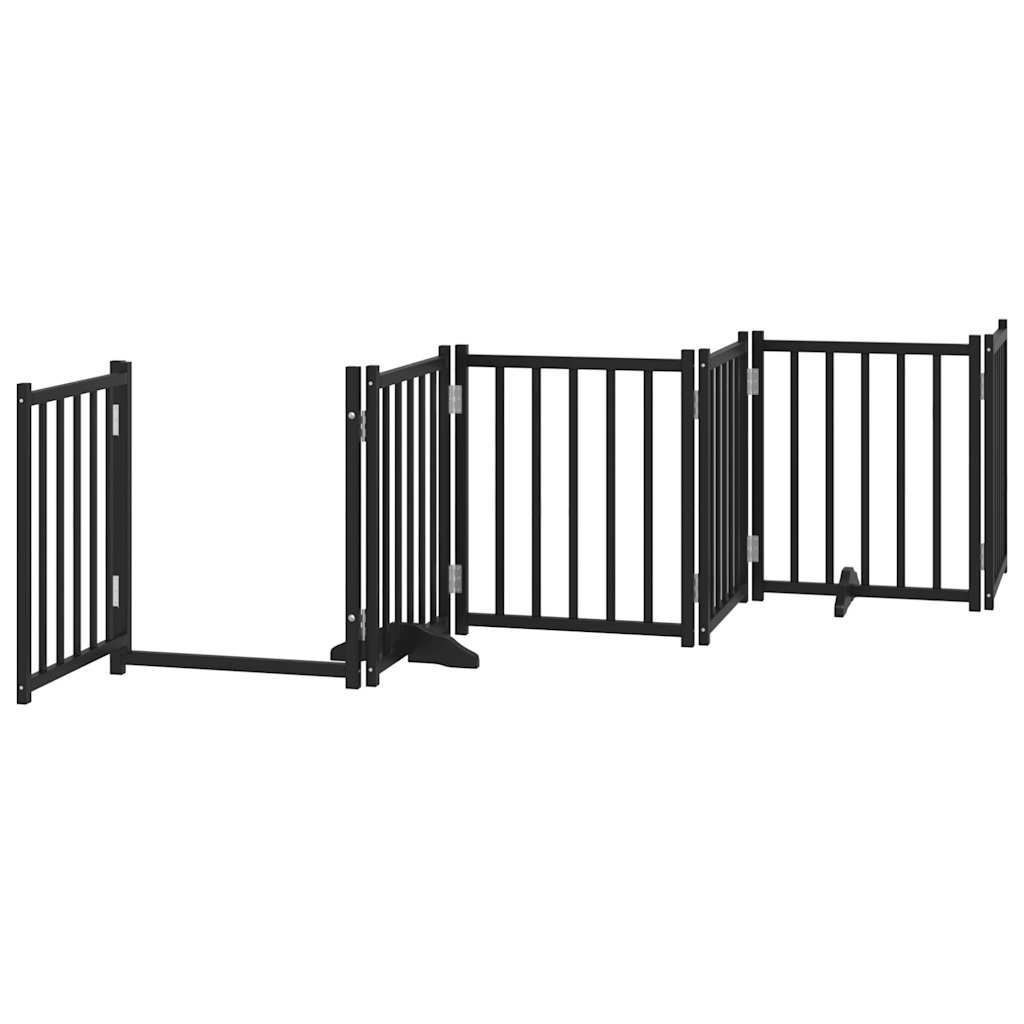 vidaXL Puerta de perros plegable 6 paneles madera abeto negra 300 cm