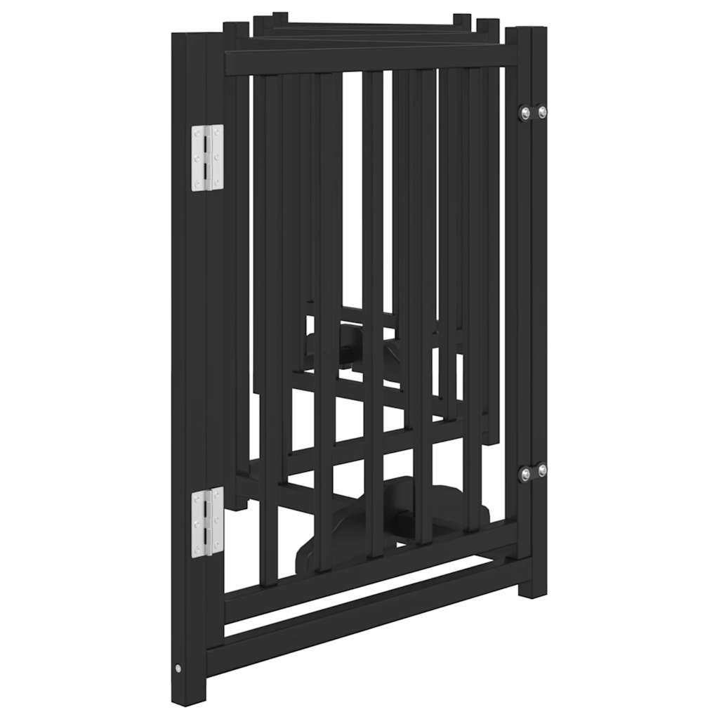 vidaXL Puerta de perros plegable 6 paneles madera abeto negra 300 cm