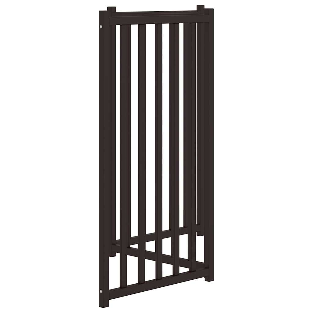 vidaXL Puerta de perros plegable 3 paneles madera abeto negro 150 cm