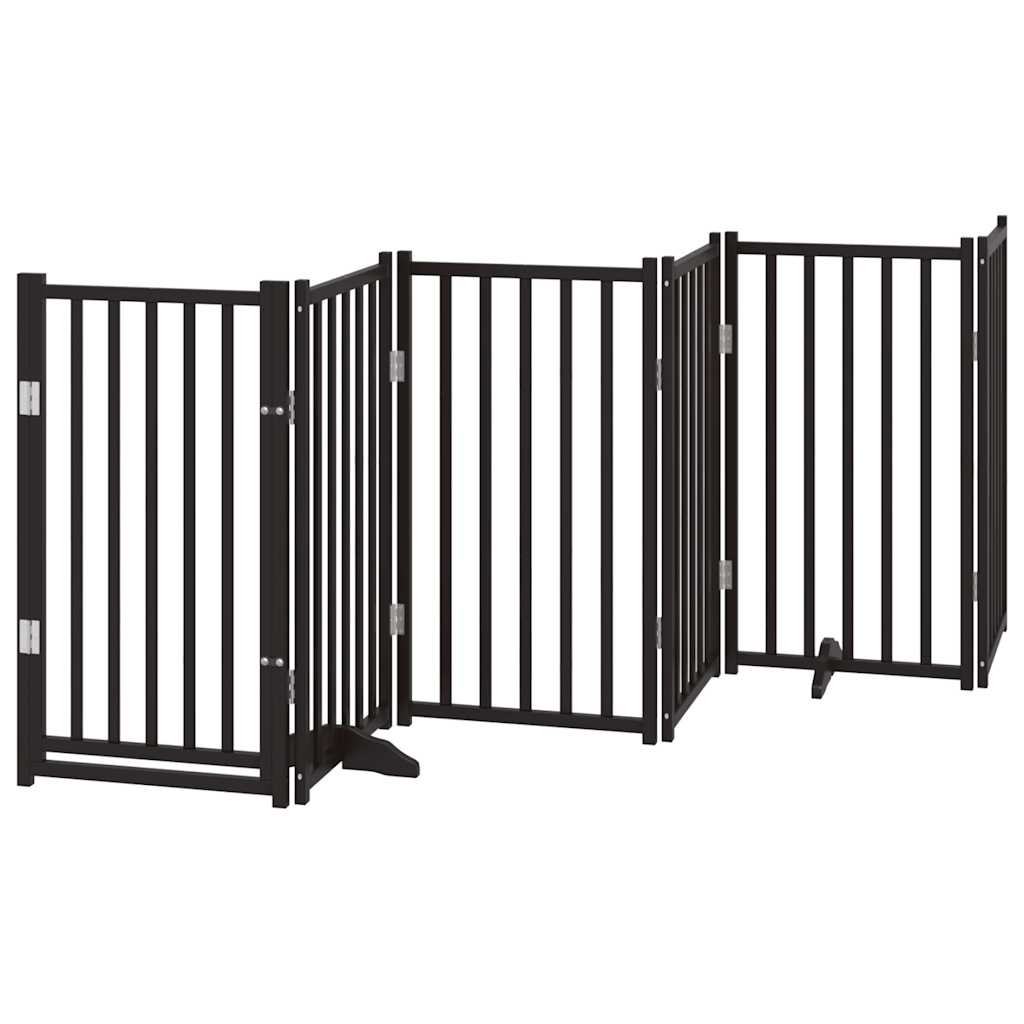 vidaXL Puerta de perros plegable 6 paneles madera abeto negra 300 cm