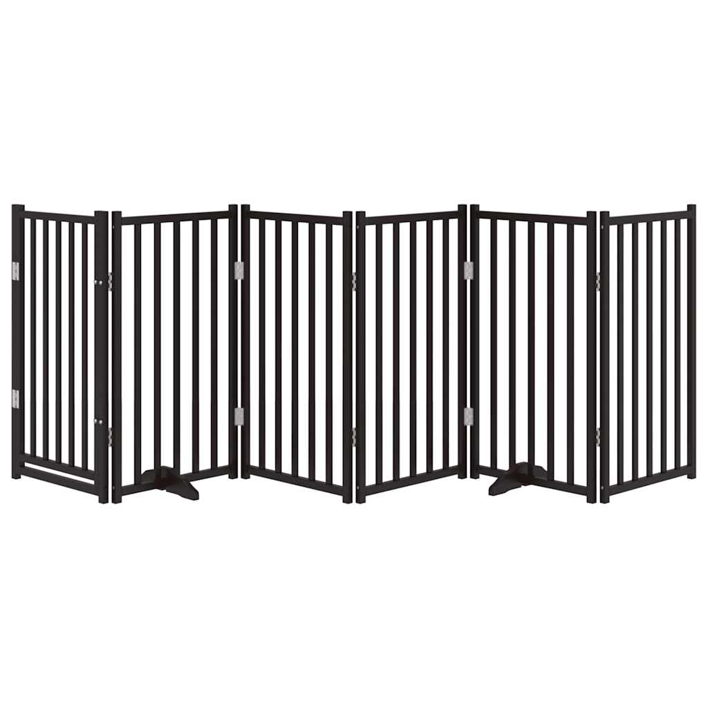 vidaXL Puerta de perros plegable 6 paneles madera abeto negra 300 cm