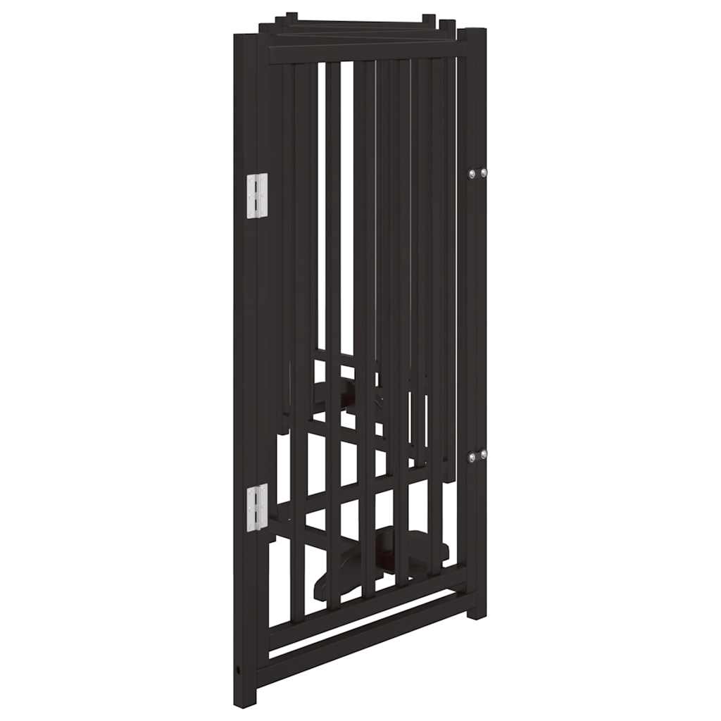 vidaXL Puerta de perros plegable 6 paneles madera abeto negra 300 cm