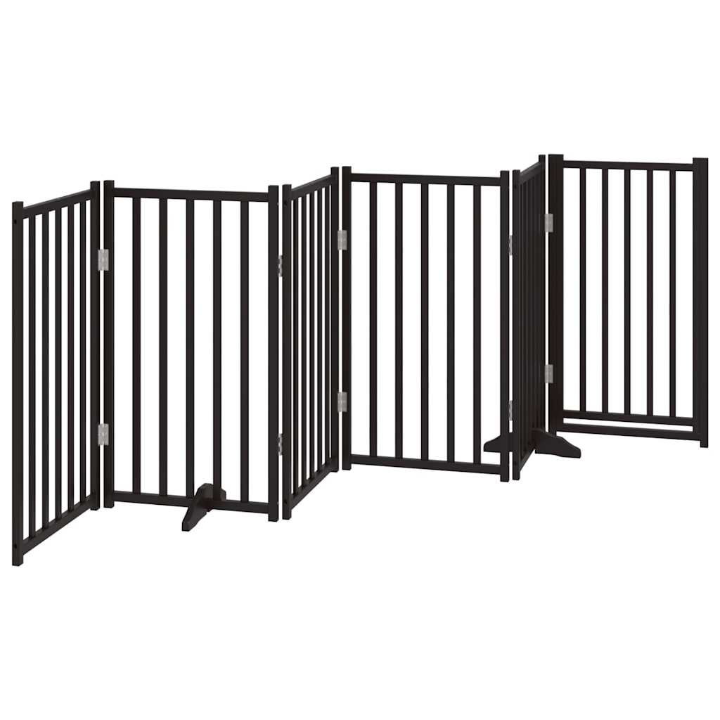 vidaXL Puerta de perros plegable 6 paneles madera abeto negra 300 cm