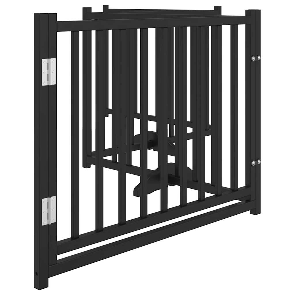 vidaXL Puerta de perros plegable 4 paneles madera abeto negro 320 cm