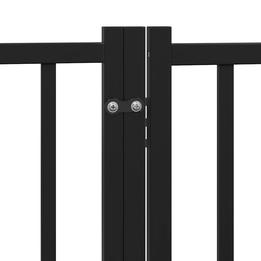 vidaXL Puerta de perros plegable 4 paneles madera abeto negro 320 cm