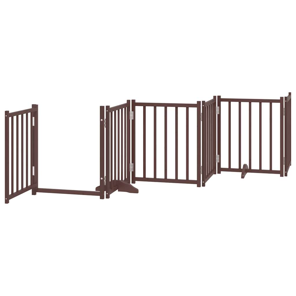 vidaXL Puerta de perros plegable 6 paneles madera abeto marrón 300 cm