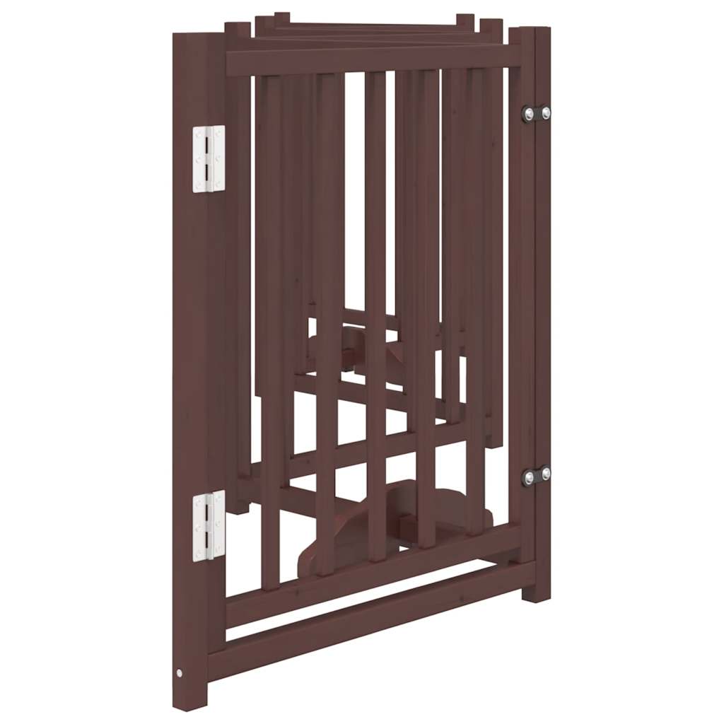 vidaXL Puerta de perros plegable 6 paneles madera abeto marrón 300 cm