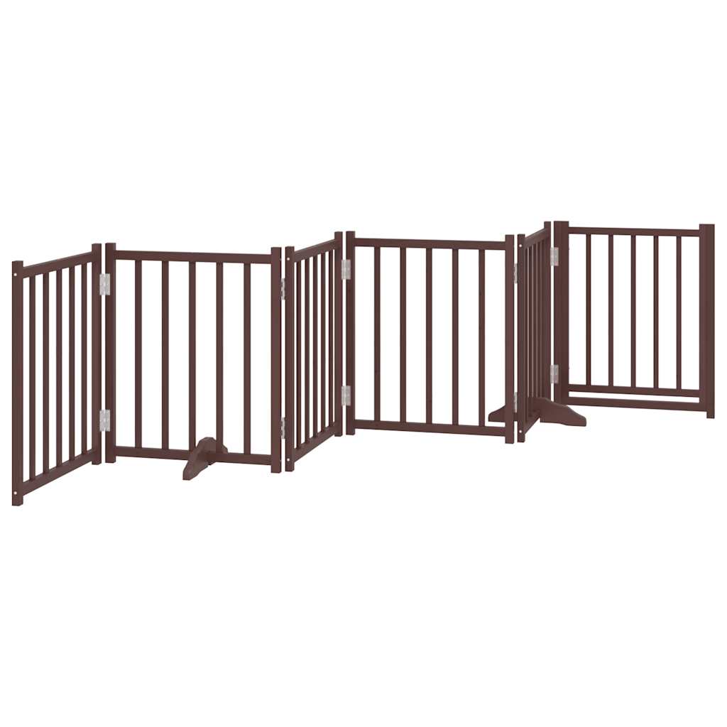 vidaXL Puerta de perros plegable 6 paneles madera abeto marrón 300 cm