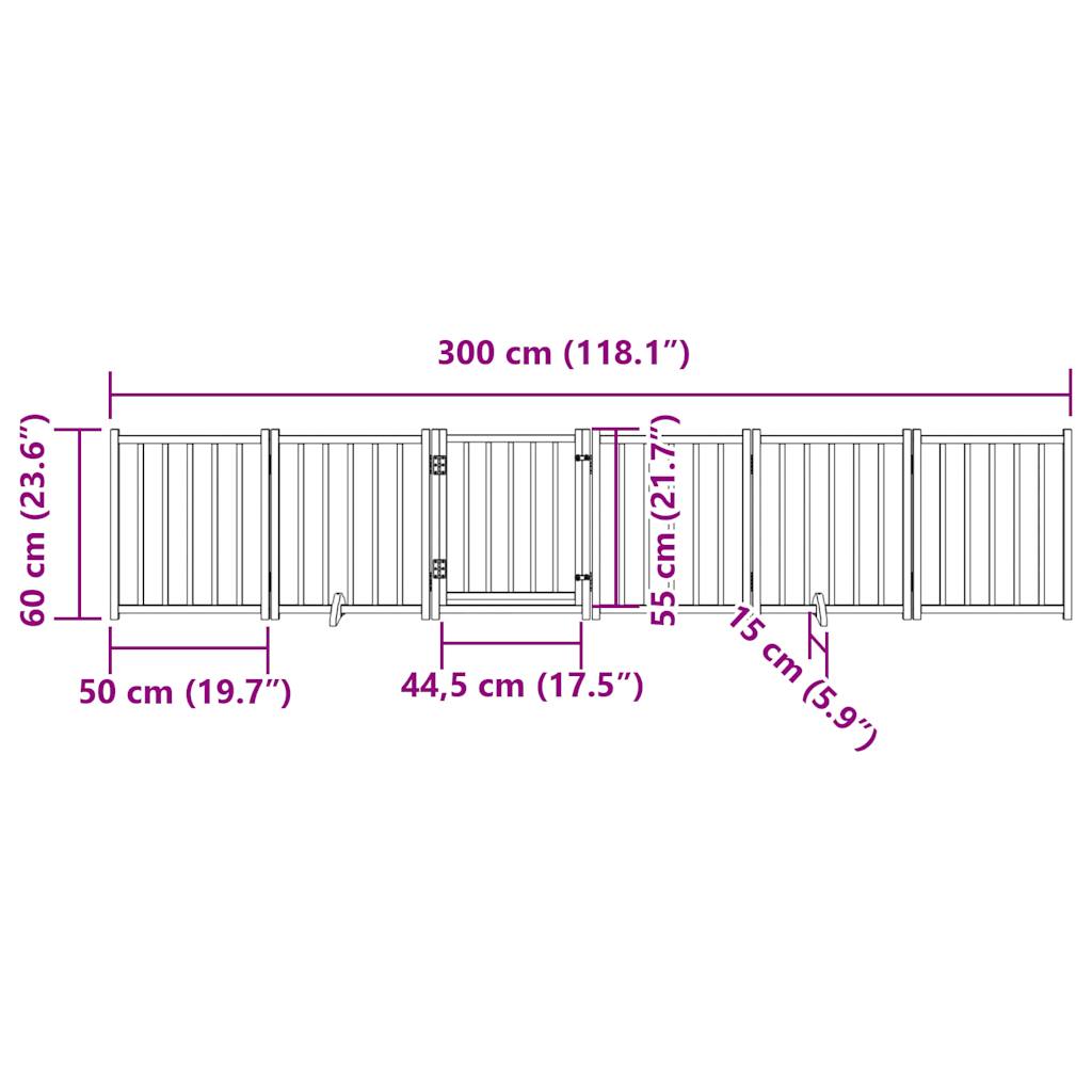 vidaXL Puerta de perros plegable 6 paneles madera abeto marrón 300 cm