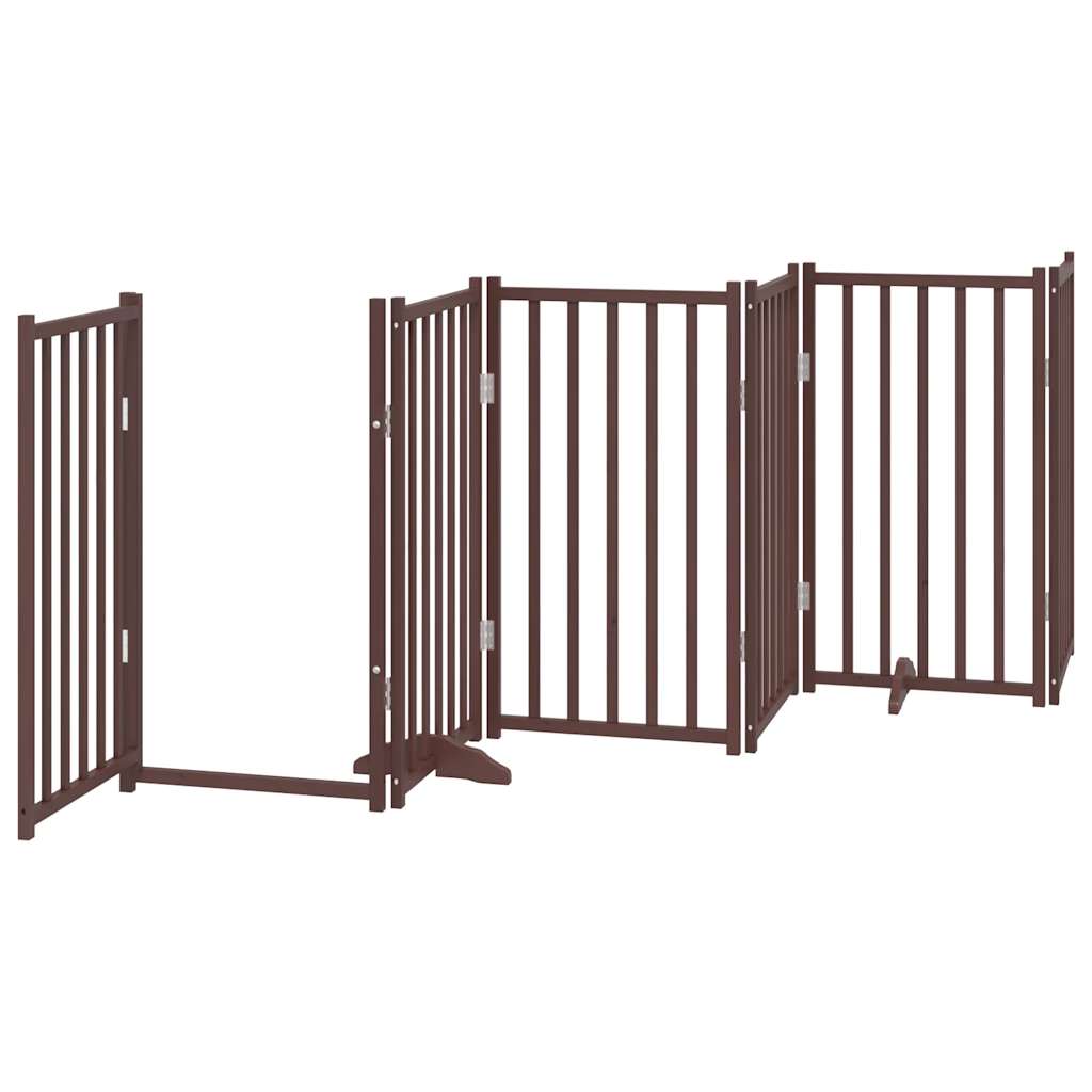 vidaXL Puerta de perros plegable 6 paneles madera abeto marrón 300 cm