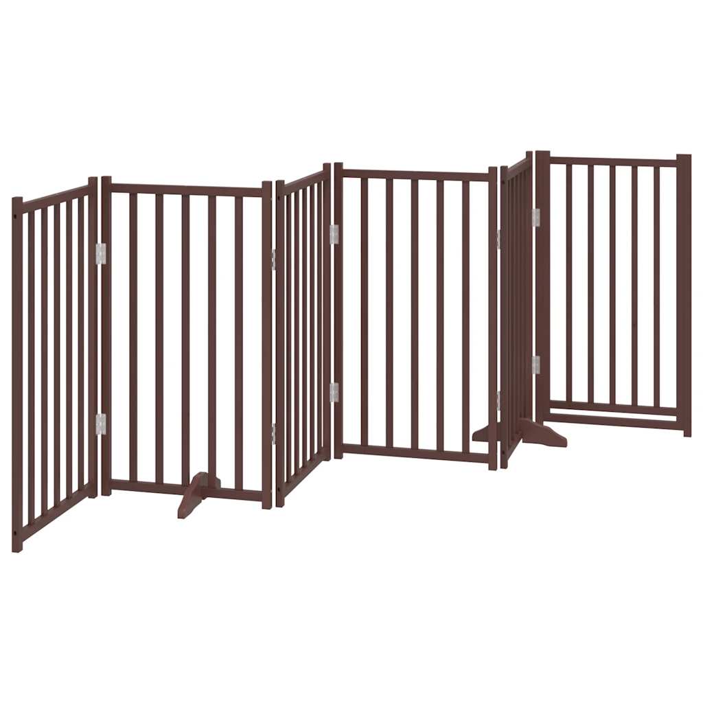 vidaXL Puerta de perros plegable 6 paneles madera abeto marrón 300 cm