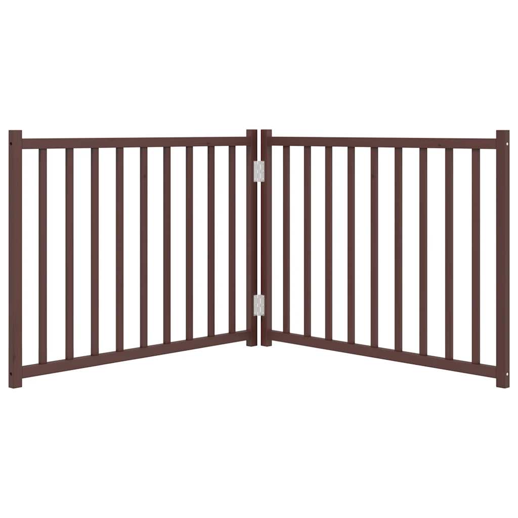 vidaXL Puerta de perros plegable 2 paneles madera abeto marrón 160 cm