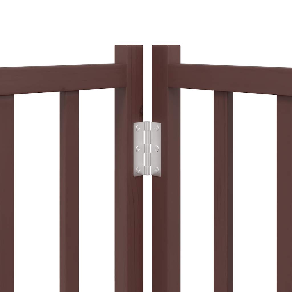 vidaXL Puerta de perros plegable 4 paneles madera abeto marrón 320 cm