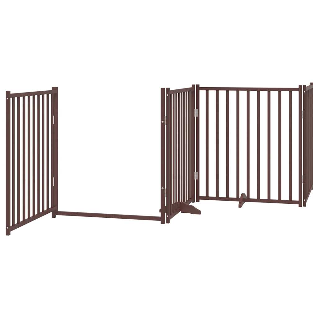 vidaXL Puerta de perros plegable 4 paneles madera abeto marrón 320 cm