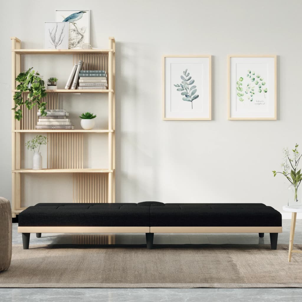 vidaXL Sofá cama con portavasos tela negro