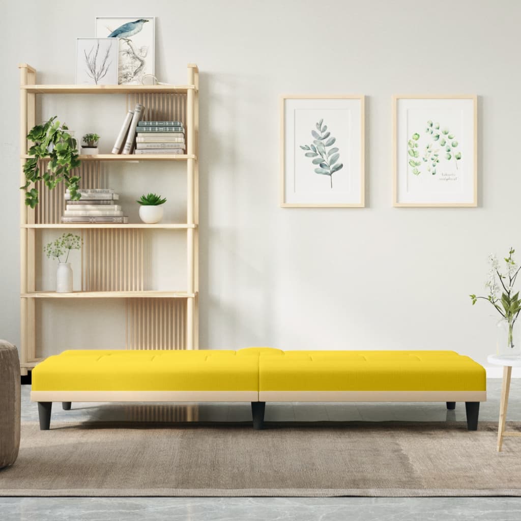 vidaXL Sofá cama con portavasos tela amarillo claro