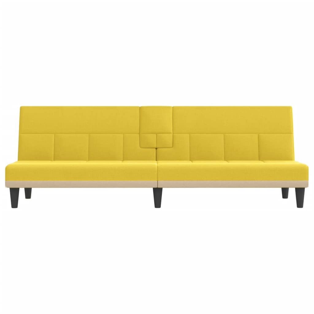 vidaXL Sofá cama con portavasos tela amarillo claro