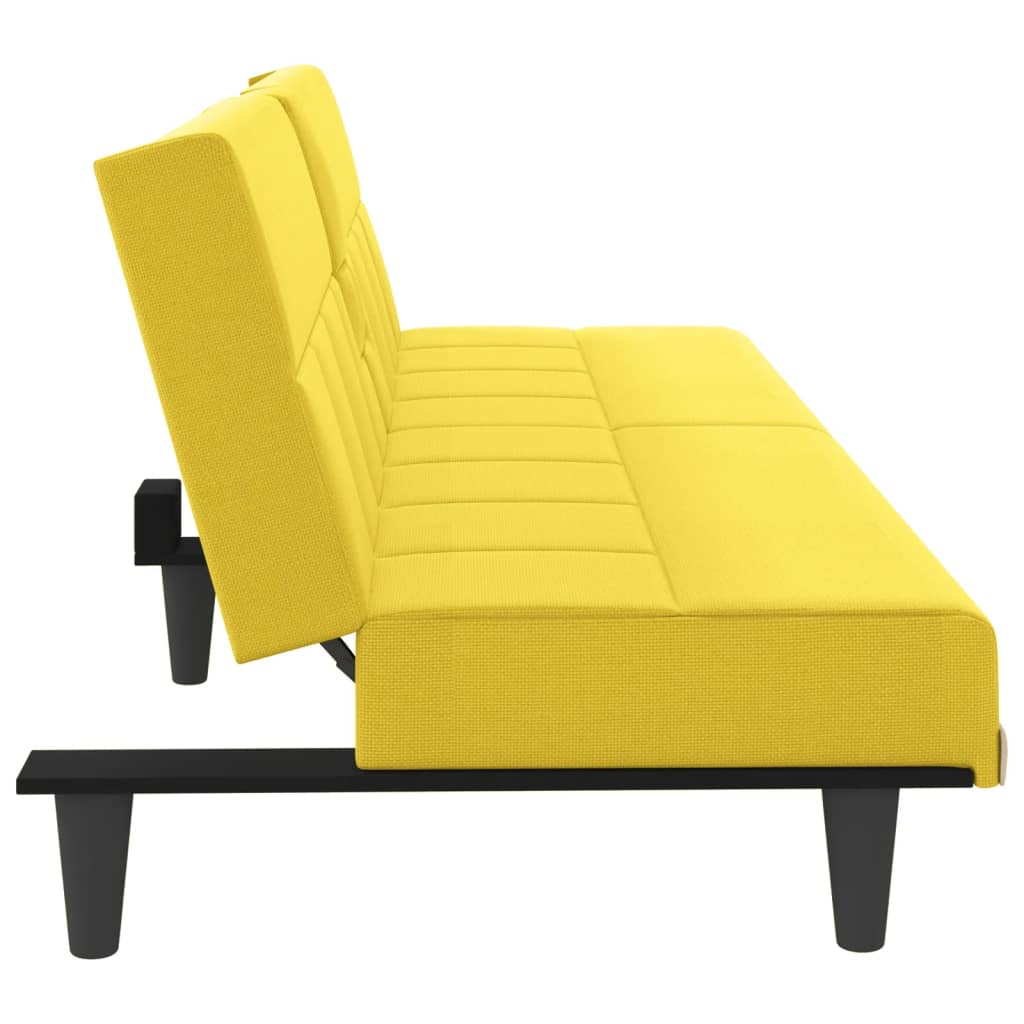 vidaXL Sofá cama con portavasos tela amarillo claro