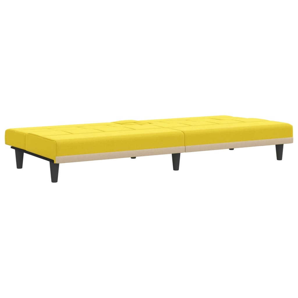 vidaXL Sofá cama con portavasos tela amarillo claro