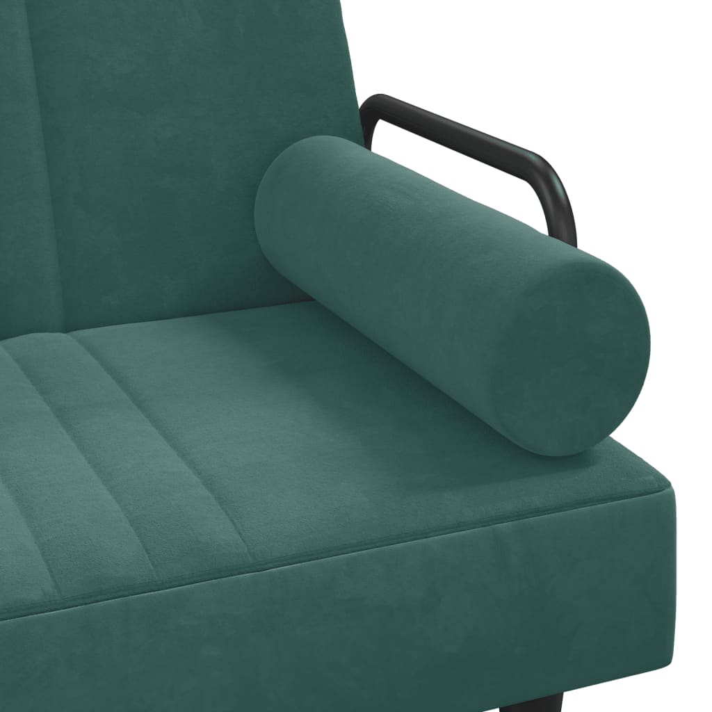 vidaXL Sofá cama con reposabrazos terciopelo verde oscuro