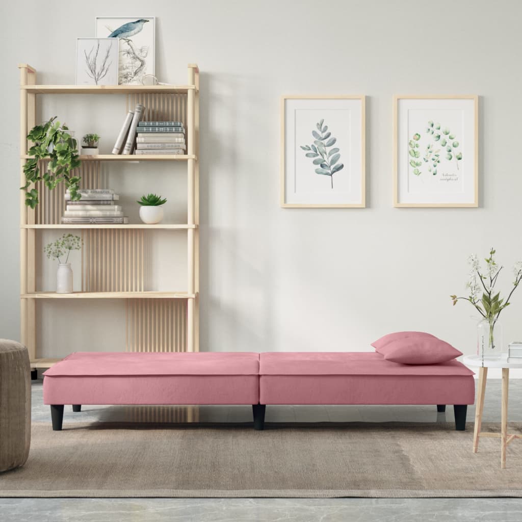 vidaXL Sofá cama terciopelo rosa