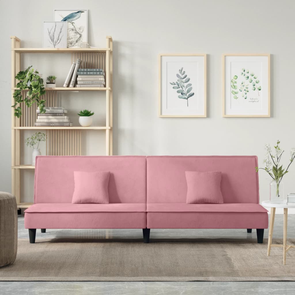 vidaXL Sofá cama terciopelo rosa