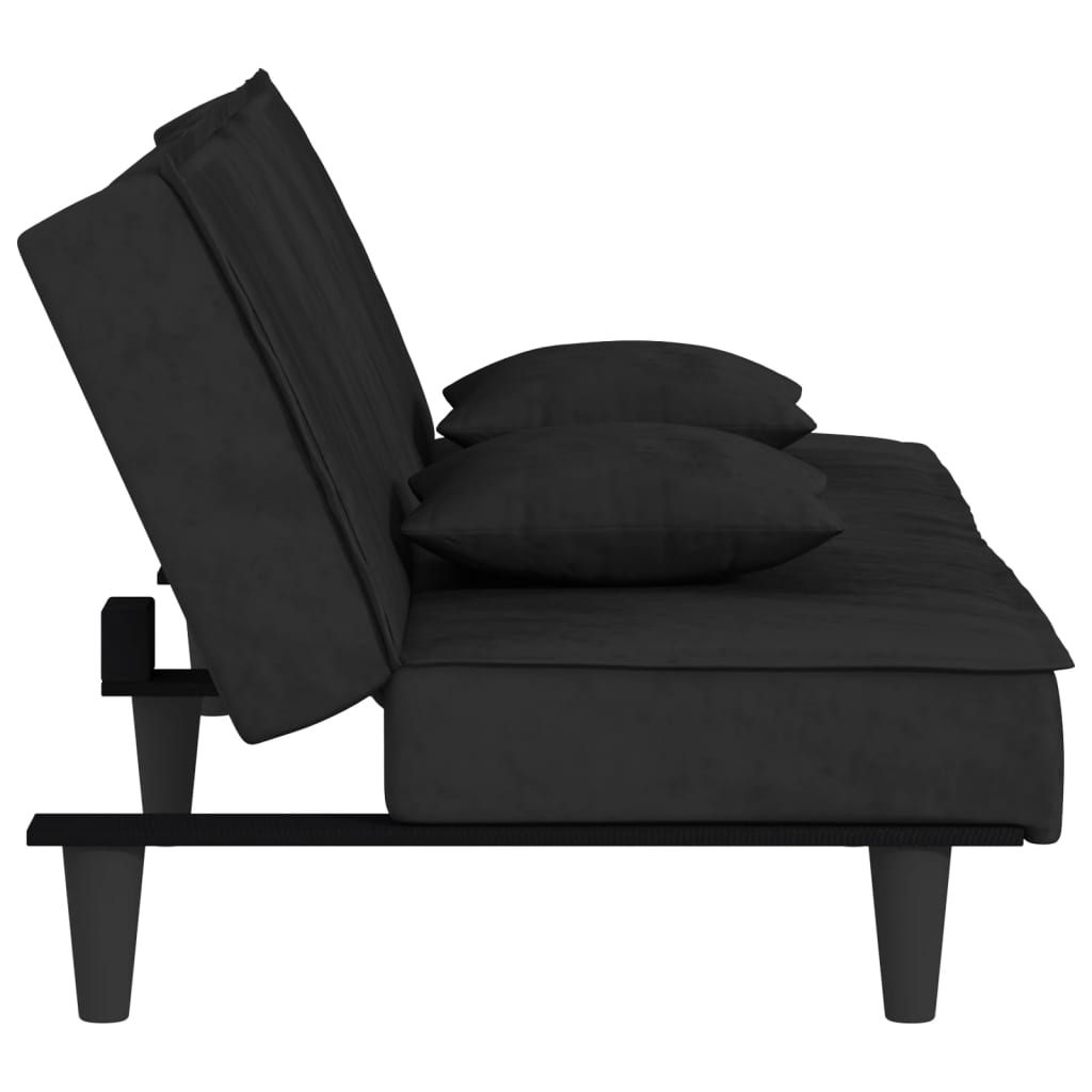 vidaXL Sofá cama de terciopelo negro