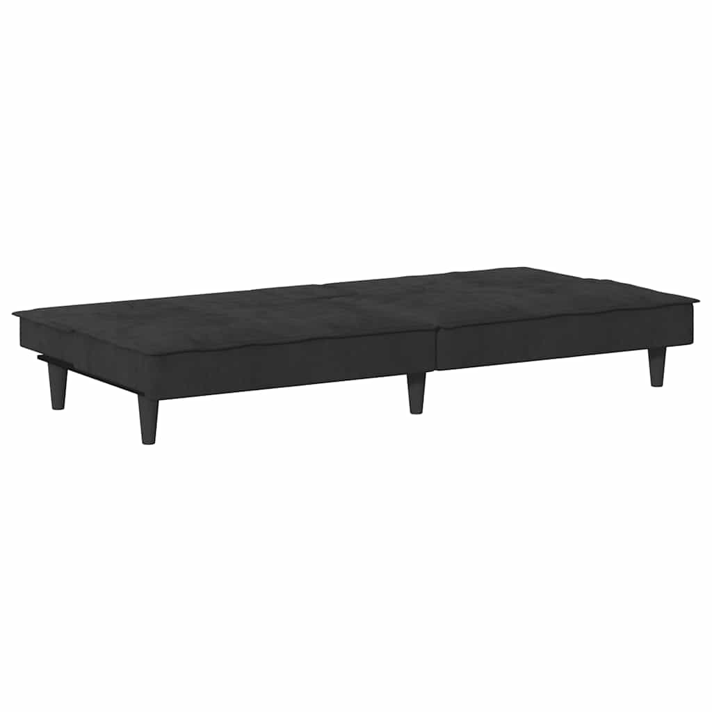 vidaXL Sofá cama con portavasos terciopelo negro