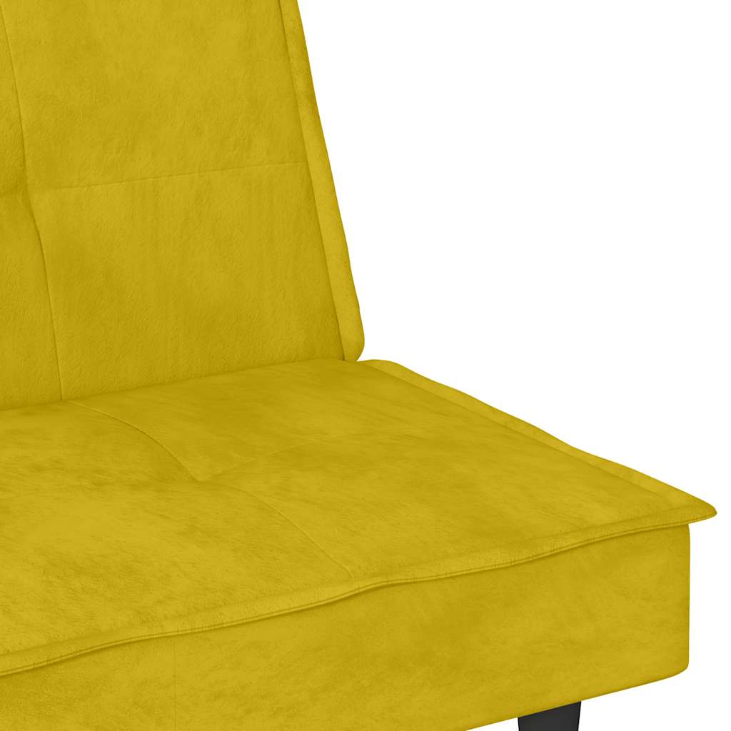 vidaXL Sofá cama con portavasos terciopelo amarillo