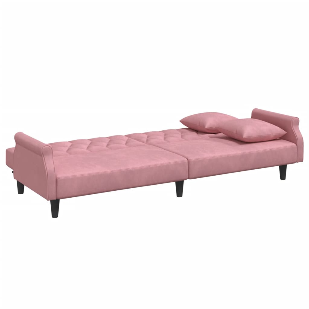 vidaXL Sofá cama con reposabrazos terciopelo rosa