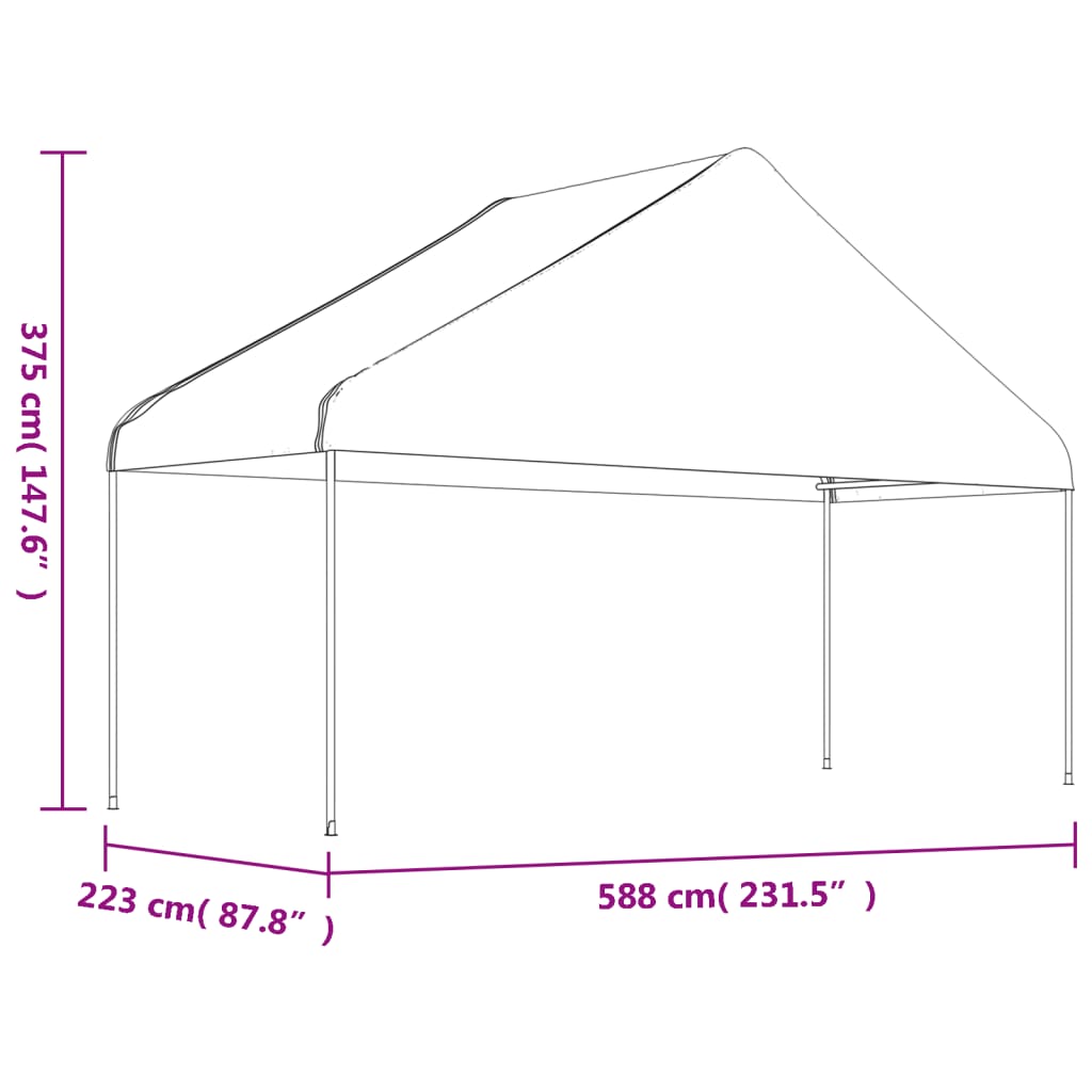 vidaXL Cenador con techo polietileno blanco 5,88x2,23x3,75 m