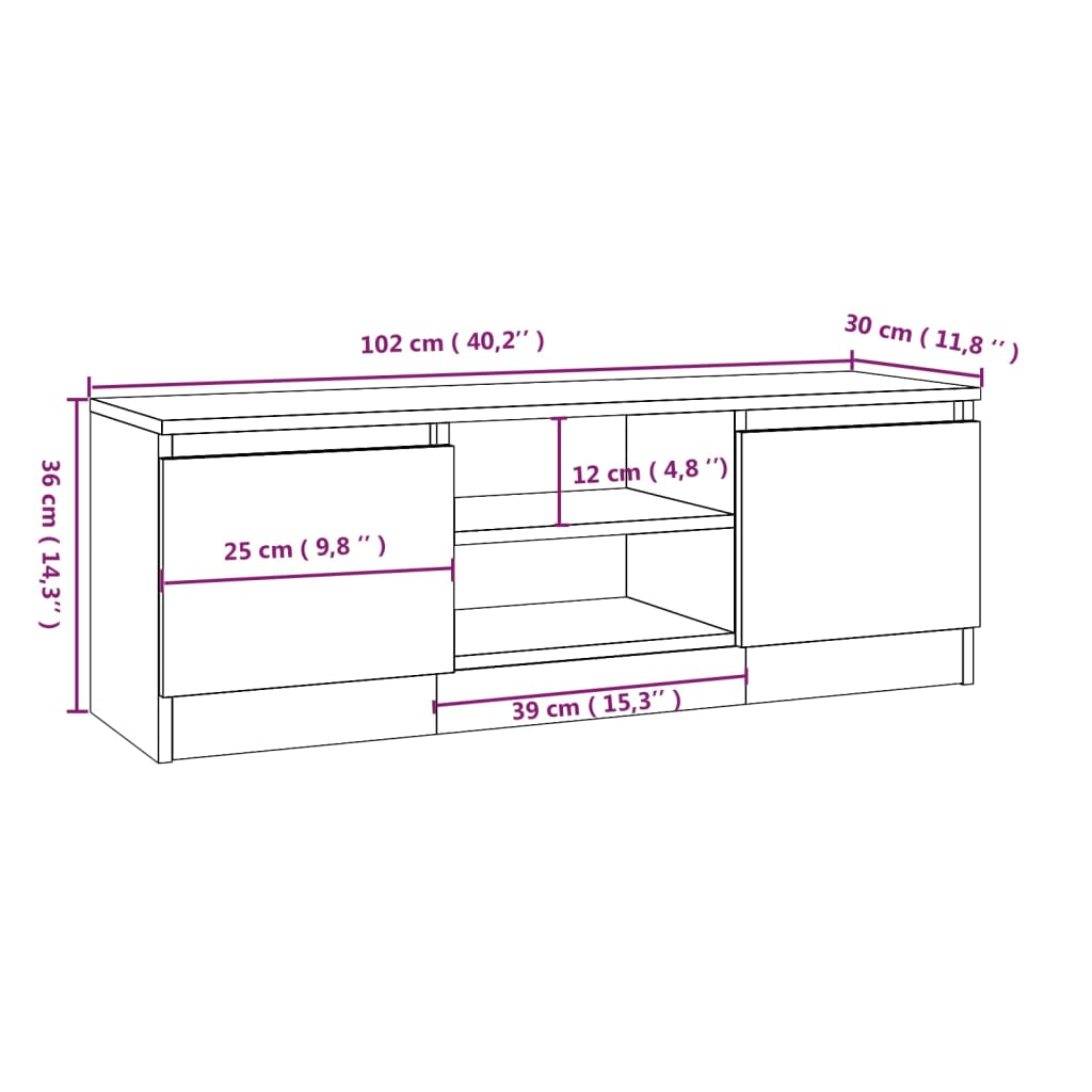 vidaXL Mueble de TV con puerta gris hormigón 102x30x36 cm