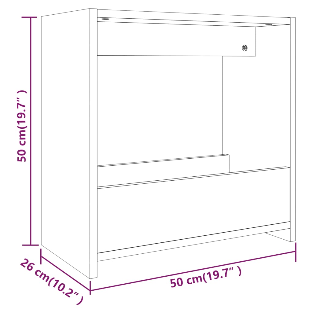 vidaXL Mesa auxiliar madera contrachapada roble marrón 50x26x50 cm