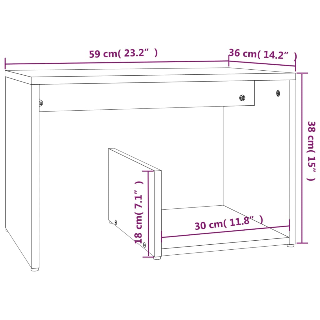 vidaXL Mesa auxiliar madera contrachapada roble marrón 59x36x38 cm