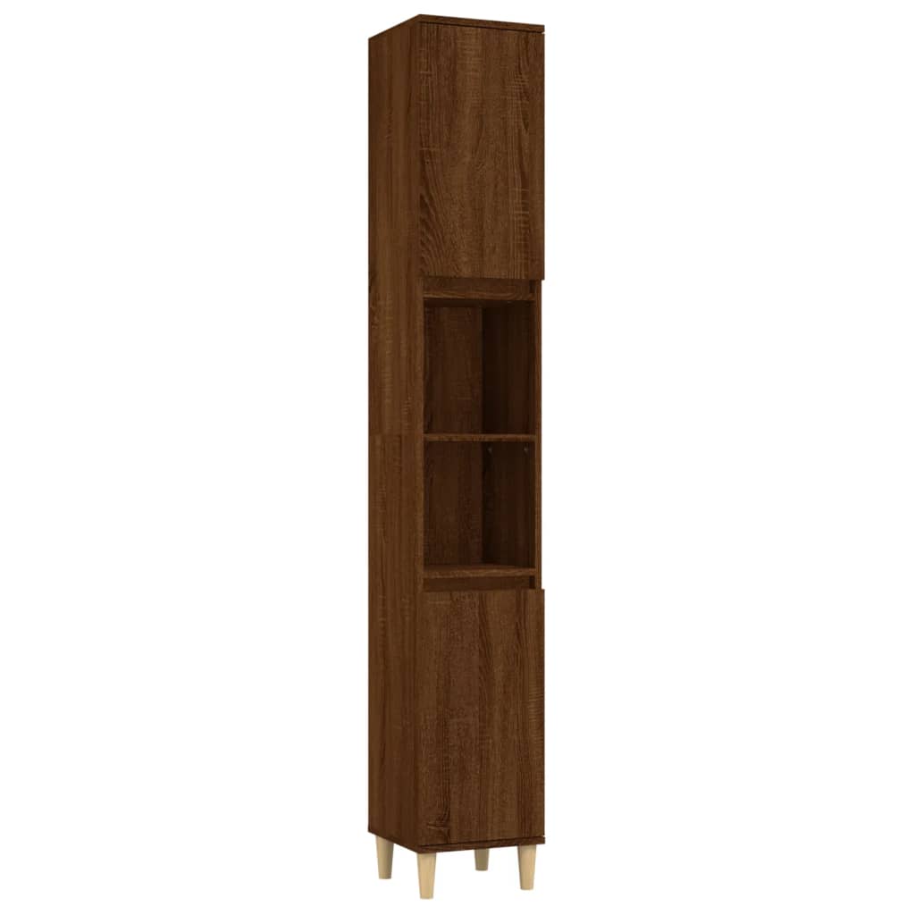 vidaXL Armario de baño madera contrachapada roble marrón 30x30x190 cm