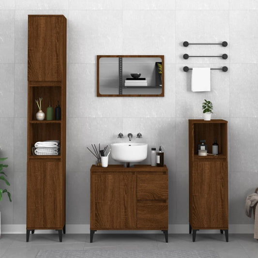 vidaXL Armario de baño madera contrachapada roble marrón 30x30x190 cm