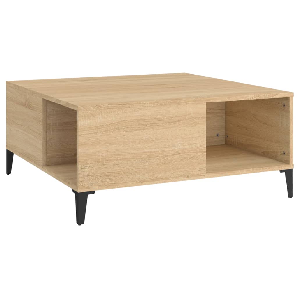 vidaXL Mesa de centro madera contrachapada roble Sonoma 80x80x36,5 cm