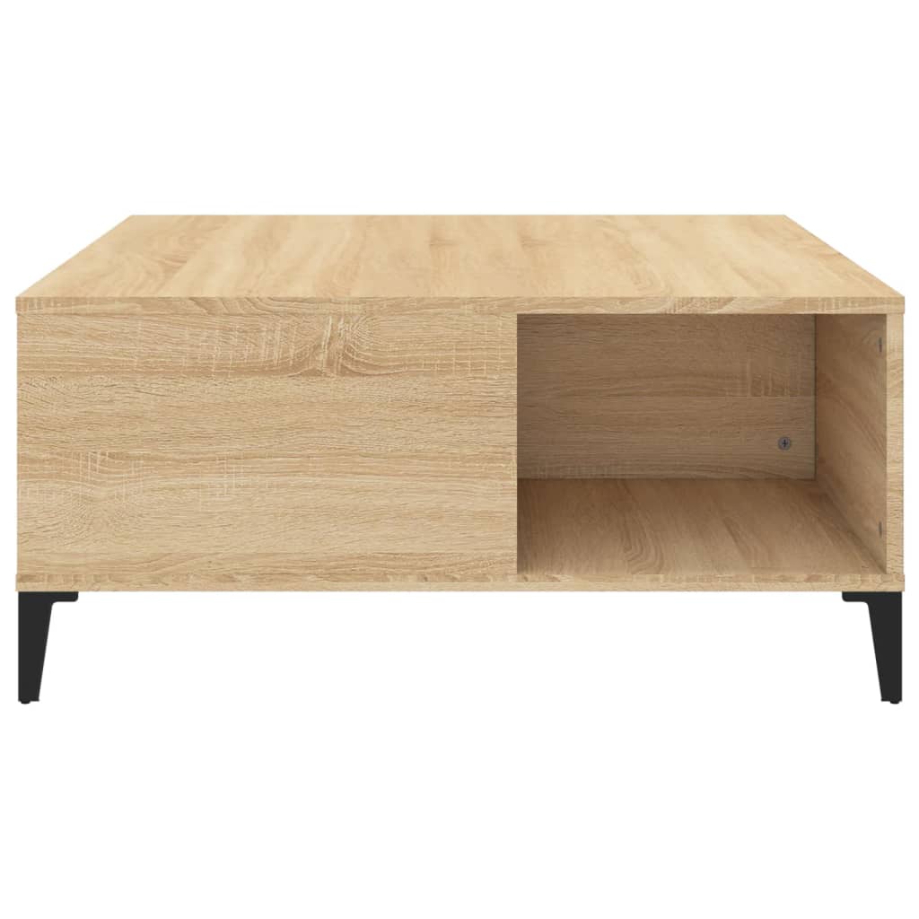 vidaXL Mesa de centro madera contrachapada roble Sonoma 80x80x36,5 cm