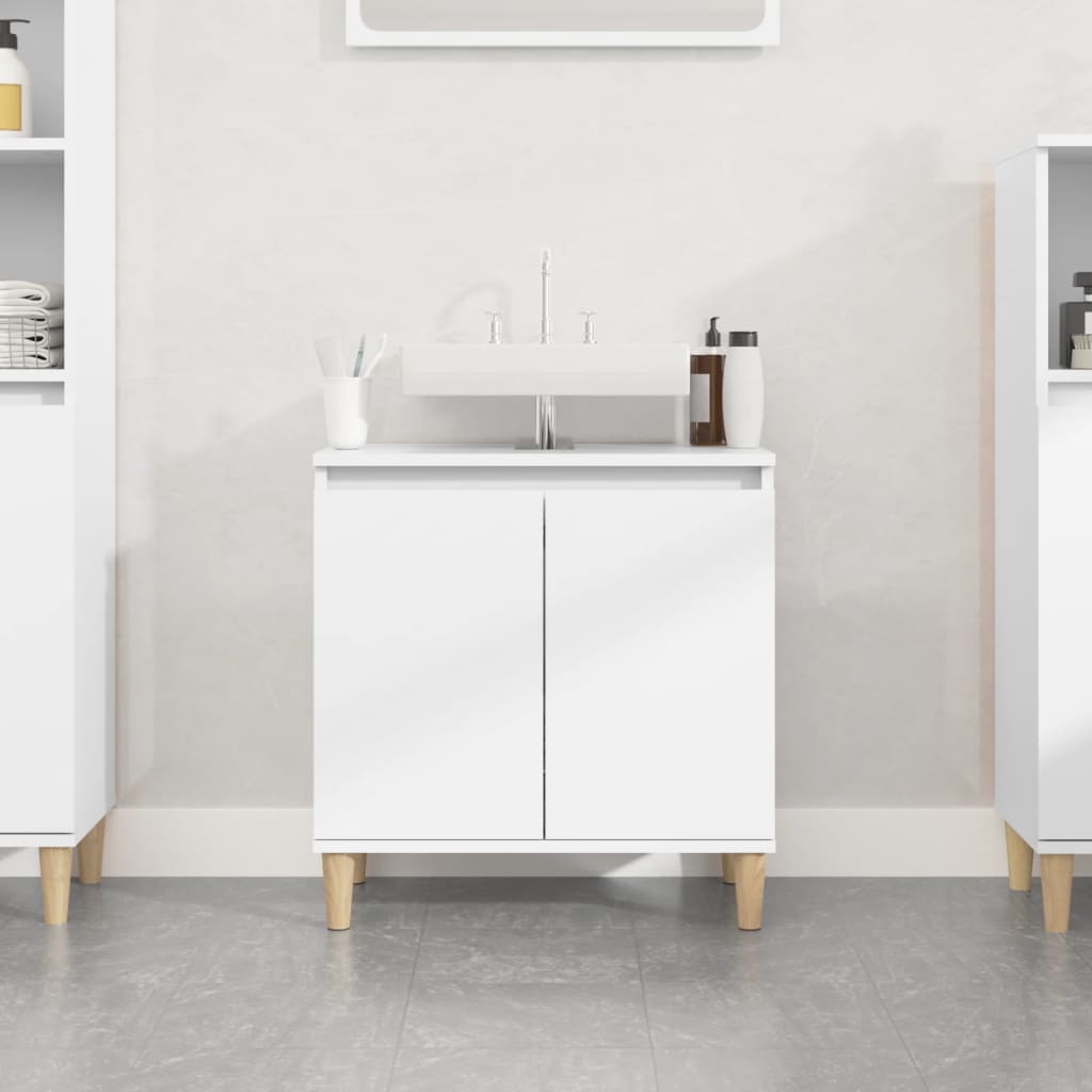 vidaXL Armario para lavabo madera contrachapada blanco 58x33x60 cm