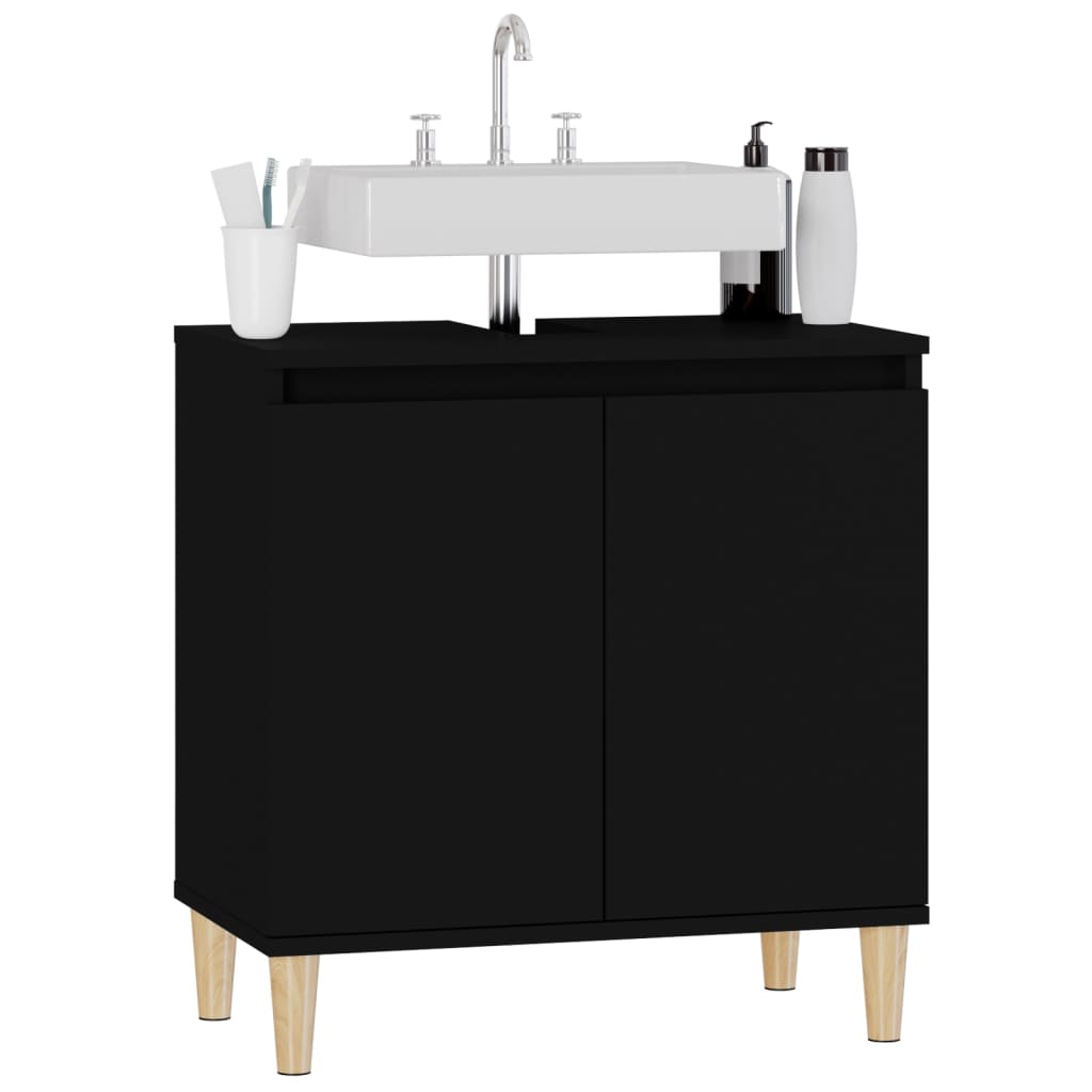 vidaXL Armario para lavabo madera contrachapada negro 58x33x60 cm