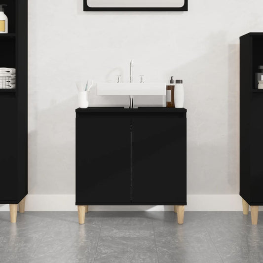 vidaXL Armario para lavabo madera contrachapada negro 58x33x60 cm