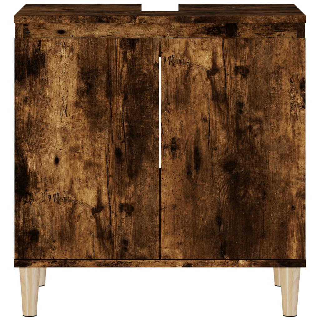 vidaXL Armario de lavabo madera contrachapada roble ahumado 58x33x60cm